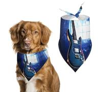 Dog Bandanas with Blue Guitar Printed Dog Scarf Dog Bibs Washable Polyester Handkerchief Scarf Triangle Bandana for Small Medium Large Dogs