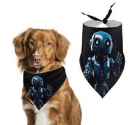 Dog Bandanas with Blue Robot Printed Dog Scarf Dog Bibs Washable Polyester Handkerchief Scarf Triangle Bandana for Small Medium Large Dogs