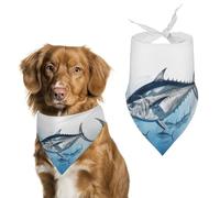 Dog Bandanas with Bluefin Tuna Thunnus Printed Dog Scarf Dog Bibs Washable Polyester Handkerchief Scarf Triangle Bandana for Small Medium Large Dogs