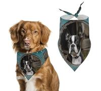 Dog Bandanas with Boston Terrier Printed Dog Scarf Dog Bibs Washable Polyester Handkerchief Scarf Triangle Bandana for Small Medium Large Dogs