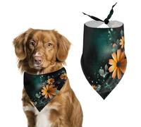 Dog Bandanas with Bright Flowers Printed Dog Scarf Dog Bibs Washable Polyester Handkerchief Scarf Triangle Bandana for Small Medium Large Dogs