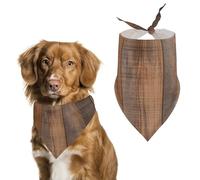 Dog Bandanas with Brown Wooden Printed Dog Scarf Dog Bibs Washable Polyester Handkerchief Scarf Triangle Bandana for Small Medium Large Dogs