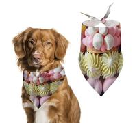 Dog Bandanas with Candy and Marshmallows Printed Dog Scarf Dog Bibs Washable Polyester Handkerchief Scarf Triangle Bandana for Small Medium Large Dogs