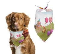 Dog Bandanas with Candy Land Printed Dog Scarf Dog Bibs Washable Polyester Handkerchief Scarf Triangle Bandana for Small Medium Large Dogs