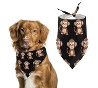 Dog Bandanas with Cartoon Brown Monkey Printed Dog Scarf Dog Bibs Washable Polyester Handkerchief Scarf Triangle Bandana for Small Medium Large Dogs