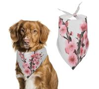 Dog Bandanas with Cherry Blossom Tree Branch Printed Dog Scarf Dog Bibs Washable Polyester Handkerchief Scarf Triangle Bandana for Small Medium Large Dogs