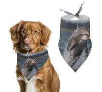 Dog Bandanas with Cool Dolphin Printed Dog Scarf Dog Bibs Washable Polyester Handkerchief Scarf Triangle Bandana for Small Medium Large Dogs