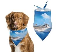 Dog Bandanas with Cruise Ship Printed Dog Scarf Dog Bibs Washable Polyester Handkerchief Scarf Triangle Bandana for Small Medium Large Dogs
