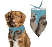 Dog Bandanas with Cute Otters Printed Dog Scarf Dog Bibs Washable Polyester Handkerchief Scarf Triangle Bandana for Small Medium Large Dogs