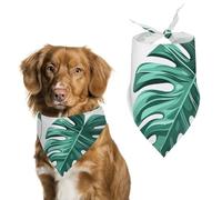 Dog Bandanas with Cyan Palm Leaves Printed Dog Scarf Dog Bibs Washable Polyester Handkerchief Scarf Triangle Bandana for Small Medium Large Dogs