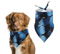 Dog Bandanas with Dark Blue Butterflies Printed Dog Scarf Dog Bibs Washable Polyester Handkerchief Scarf Triangle Bandana for Small Medium Large Dogs