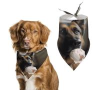 Dog Bandanas with Dog Who Likes Ice Cream Printed Dog Scarf Dog Bibs Washable Polyester Handkerchief Scarf Triangle Bandana for Small Medium Large Dogs