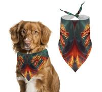 Dog Bandanas with Dragon King in Fire Printed Dog Scarf Dog Bibs Washable Polyester Handkerchief Scarf Triangle Bandana for Small Medium Large Dogs