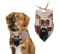 Dog Bandanas with Drum Set-Standard Printed Dog Scarf Dog Bibs Washable Polyester Handkerchief Scarf Triangle Bandana for Small Medium Large Dogs
