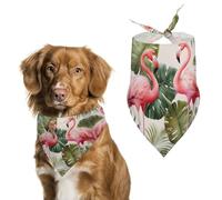 Dog Bandanas with Flamingo Palm Trees Leaf Printed Dog Scarf Dog Bibs Washable Polyester Handkerchief Scarf Triangle Bandana for Small Medium Large Dogs
