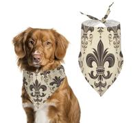Dog Bandanas with Fleur-de-Lis and Coat Arms Knight Printed Dog Scarf Dog Bibs Washable Polyester Handkerchief Scarf Triangle Bandana for Small Medium Large Dogs