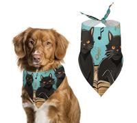 Dog Bandanas with Four Black Cats Lying on The Piano Keyboard Printed Dog Scarf Dog Bibs Washable Polyester Handkerchief Scarf Triangle Bandana for Small Medium Large Dogs
