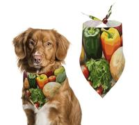 Dog Bandanas with Fresh Vegetables and Fruits Printed Dog Scarf Dog Bibs Washable Polyester Handkerchief Scarf Triangle Bandana for Small Medium Large Dogs