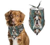 Dog Bandanas with Funny English Bulldog Printed Dog Scarf Dog Bibs Washable Polyester Handkerchief Scarf Triangle Bandana for Small Medium Large Dogs