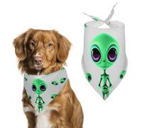 Dog Bandanas with Green Alien Printed Dog Scarf Dog Bibs Washable Polyester Handkerchief Scarf Triangle Bandana for Small Medium Large Dogs