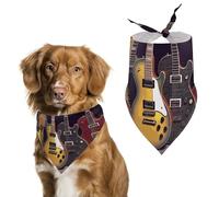 Dog Bandanas with Guitar Collection Printed Dog Scarf Dog Bibs Washable Polyester Handkerchief Scarf Triangle Bandana for Small Medium Large Dogs