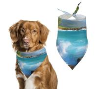 Dog Bandanas with Hawaii Beach Printed Dog Scarf Dog Bibs Washable Polyester Handkerchief Scarf Triangle Bandana for Small Medium Large Dogs