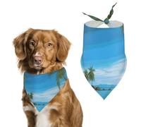 Dog Bandanas with Hawaiian Beach with Palm Trees Printed Dog Scarf Dog Bibs Washable Polyester Handkerchief Scarf Triangle Bandana for Small Medium Large Dogs