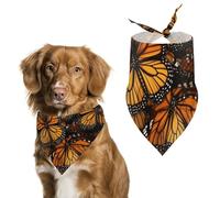 Dog Bandanas with Heaps of Orange Monarch Butterflies Printed Dog Scarf Dog Bibs Washable Polyester Handkerchief Scarf Triangle Bandana for Small Medium Large Dogs