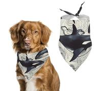 Dog Bandanas with Killer Whale Printed Dog Scarf Dog Bibs Washable Polyester Handkerchief Scarf Triangle Bandana for Small Medium Large Dogs