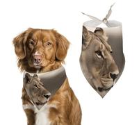 Dog Bandanas with Lioness with Cub Printed Dog Scarf Dog Bibs Washable Polyester Handkerchief Scarf Triangle Bandana for Small Medium Large Dogs