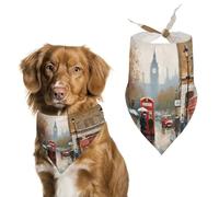 Dog Bandanas with London Impression Printed Dog Scarf Dog Bibs Washable Polyester Handkerchief Scarf Triangle Bandana for Small Medium Large Dogs