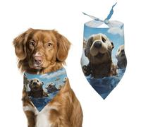 Dog Bandanas with Lovely Sea Otter Print Printed Dog Scarf Dog Bibs Washable Polyester Handkerchief Scarf Triangle Bandana for Small Medium Large Dogs