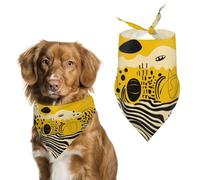 Dog Bandanas with Mustard Yellow and Black Printed Dog Scarf Dog Bibs Washable Polyester Handkerchief Scarf Triangle Bandana for Small Medium Large Dogs