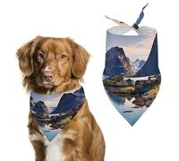 Dog Bandanas with Norway Islands Printed Dog Scarf Dog Bibs Washable Polyester Handkerchief Scarf Triangle Bandana for Small Medium Large Dogs