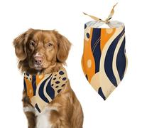 Dog Bandanas with Orange and Dark Blue Printed Dog Scarf Dog Bibs Washable Polyester Handkerchief Scarf Triangle Bandana for Small Medium Large Dogs