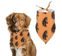 Dog Bandanas with Orange Background with Horse Head Printed Dog Scarf Dog Bibs Washable Polyester Handkerchief Scarf Triangle Bandana for Small Medium Large Dogs
