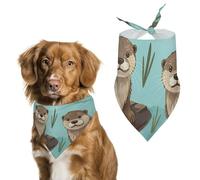 Dog Bandanas with Otters Printed Dog Scarf Dog Bibs Washable Polyester Handkerchief Scarf Triangle Bandana for Small Medium Large Dogs