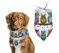 Dog Bandanas with Owls Birds Printed Dog Scarf Dog Bibs Washable Polyester Handkerchief Scarf Triangle Bandana for Small Medium Large Dogs