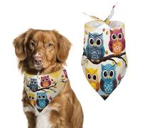 Dog Bandanas with Owls on Tree Branches Printed Dog Scarf Dog Bibs Washable Polyester Handkerchief Scarf Triangle Bandana for Small Medium Large Dogs