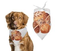 Dog Bandanas with Painted Bread Printed Dog Scarf Dog Bibs Washable Polyester Handkerchief Scarf Triangle Bandana for Small Medium Large Dogs