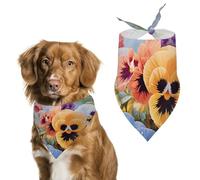 Dog Bandanas with Pansy Flowers Printed Dog Scarf Dog Bibs Washable Polyester Handkerchief Scarf Triangle Bandana for Small Medium Large Dogs