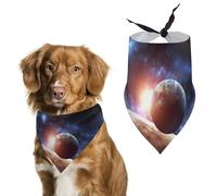 Dog Bandanas with Planets in Space Background Printed Dog Scarf Dog Bibs Washable Polyester Handkerchief Scarf Triangle Bandana for Small Medium Large Dogs