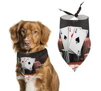 Dog Bandanas with Poker Tournament Printed Dog Scarf Dog Bibs Washable Polyester Handkerchief Scarf Triangle Bandana for Small Medium Large Dogs
