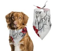 Dog Bandanas with Red Flower Rose Design Printed Dog Scarf Dog Bibs Washable Polyester Handkerchief Scarf Triangle Bandana for Small Medium Large Dogs