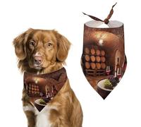 Dog Bandanas with Red Wine Cellar Printed Dog Scarf Dog Bibs Washable Polyester Handkerchief Scarf Triangle Bandana for Small Medium Large Dogs