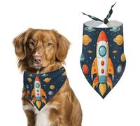 Dog Bandanas with Rocket Clipart Space Ship Printed Dog Scarf Dog Bibs Washable Polyester Handkerchief Scarf Triangle Bandana for Small Medium Large Dogs