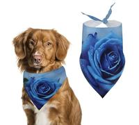 Dog Bandanas with Romantic Blue Rose Printed Dog Scarf Dog Bibs Washable Polyester Handkerchief Scarf Triangle Bandana for Small Medium Large Dogs