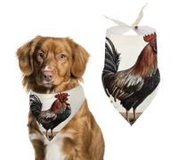 Dog Bandanas with Rooster Printed Dog Scarf Dog Bibs Washable Polyester Handkerchief Scarf Triangle Bandana for Small Medium Large Dogs