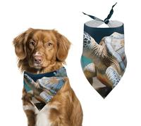 Dog Bandanas with Sea Conch Shell Starfish Turtle Printed Dog Scarf Dog Bibs Washable Polyester Handkerchief Scarf Triangle Bandana for Small Medium Large Dogs