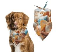 Dog Bandanas with Sea Shells and Starfish Printed Dog Scarf Dog Bibs Washable Polyester Handkerchief Scarf Triangle Bandana for Small Medium Large Dogs